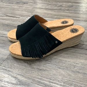 NIB UGG Danes Fringe Suede Wedge Sandals